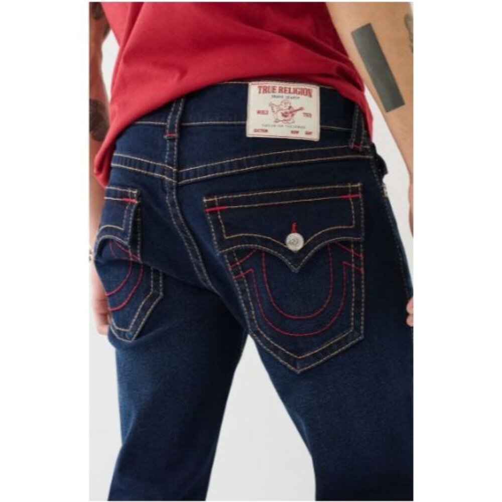 True Religion Geno Big T Flap Relaxed Slim Indigo Blue Jeans Mens 40x32 NEW